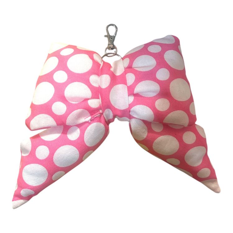 Pink Polka Dot Bow Keychain